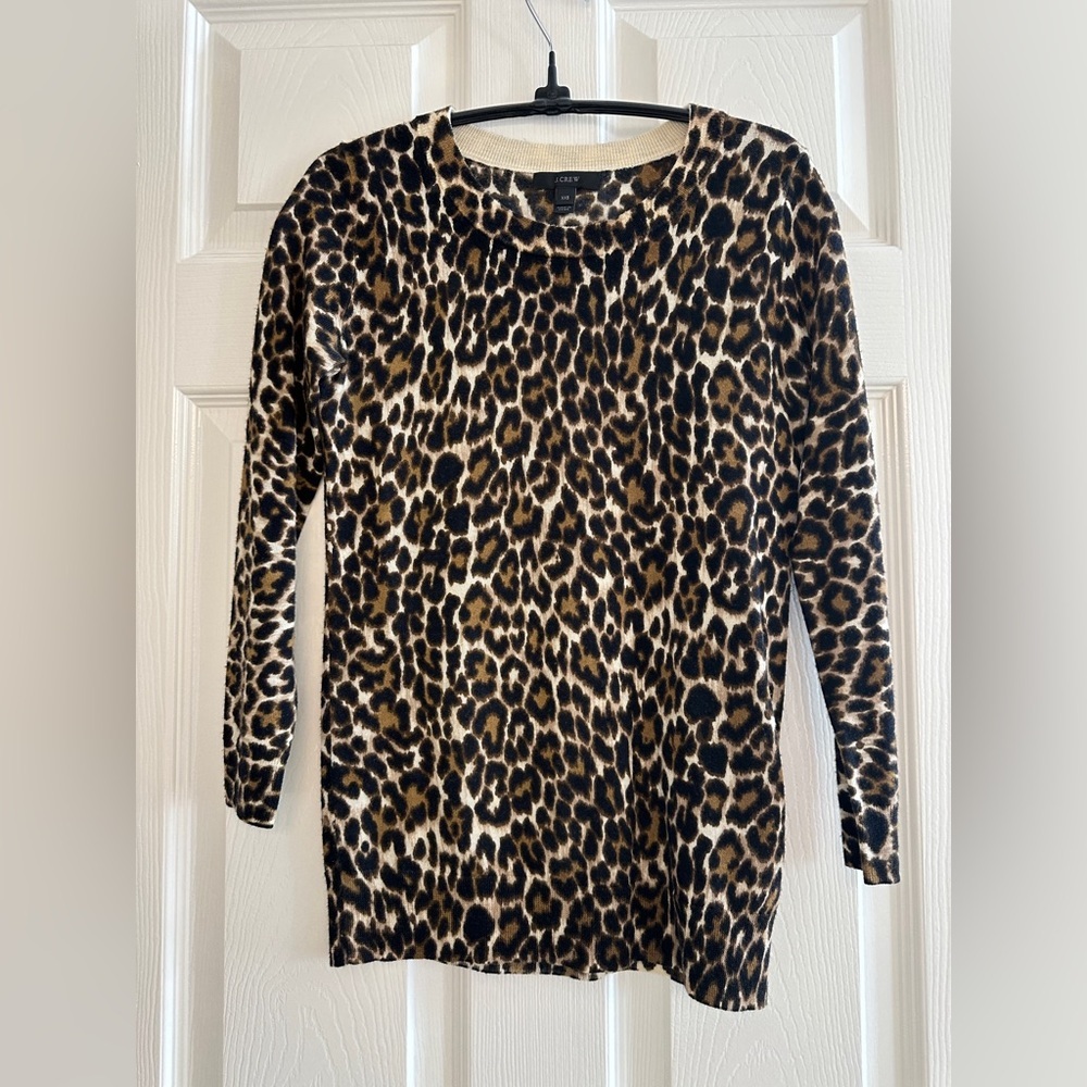 J.Crew Leopard Print Crewneck Wool Sweater – Size XXS